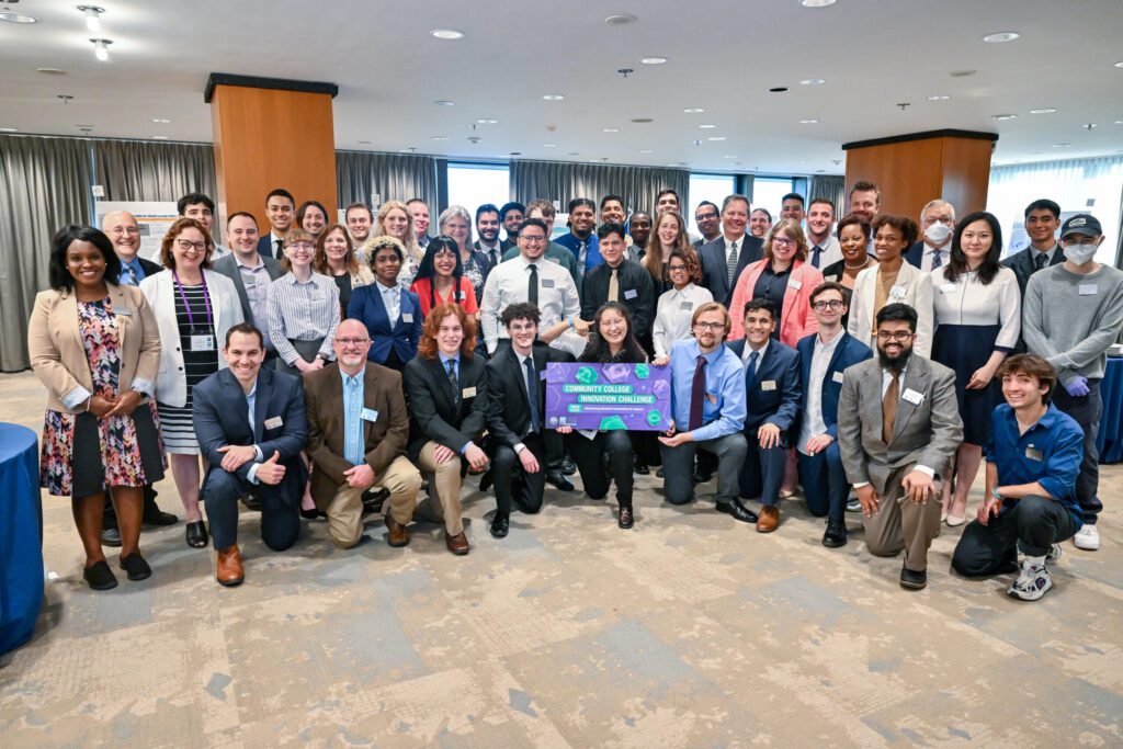 The 2022 Community College Innovation Challenge Finalist Team Members following their national poster session and reception at the U.S. Library Congress.