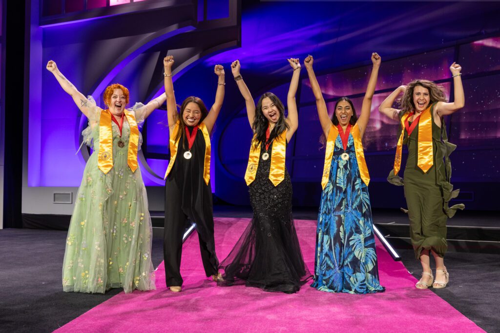 Alyssa DeFlorentis with the rest of the International Officer team after being elected at PTK Catalyst 2024.