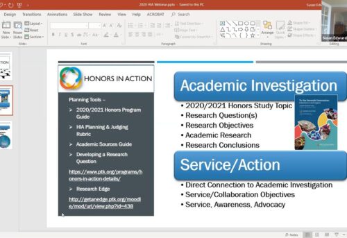 Screenshot Honors in Action Webinar