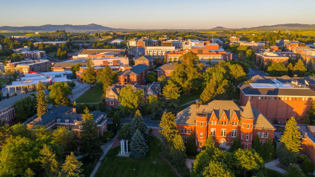 Summer aerials with a drone on the campus of Washington State University, Monday, June 22, 2020.