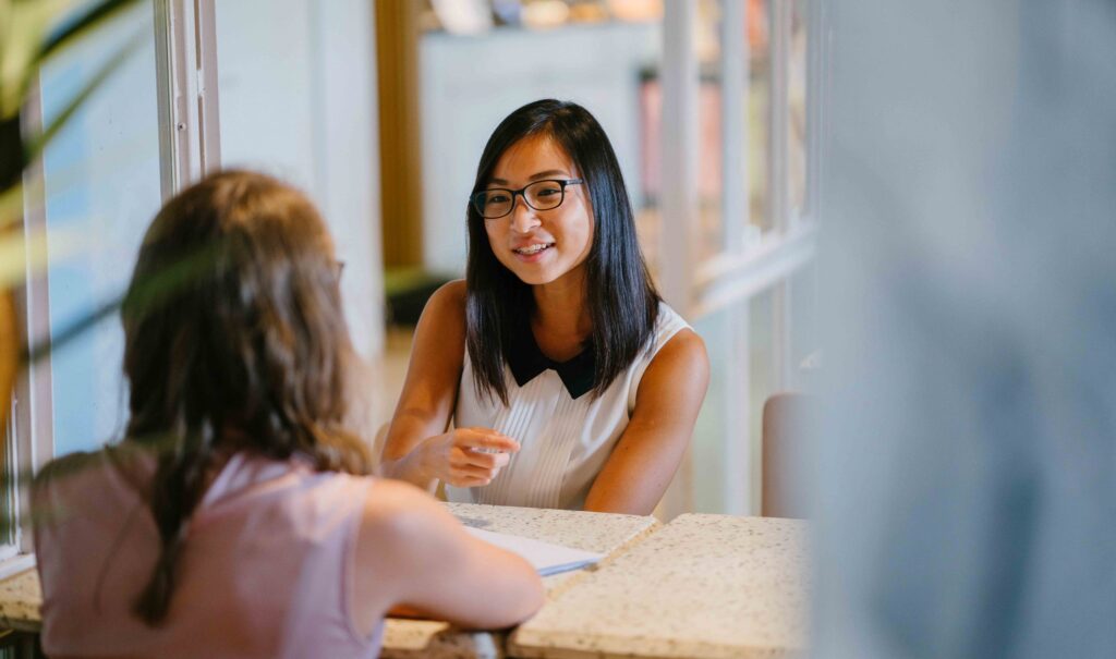 Woman interviewing for job