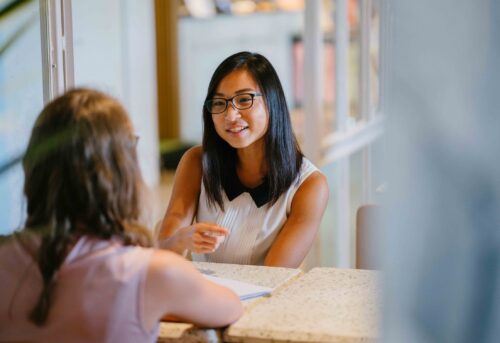 Woman interviewing for job