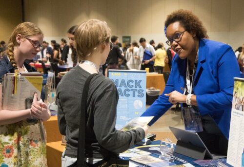 students at college fair