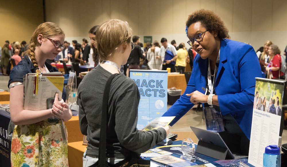 students at college fair